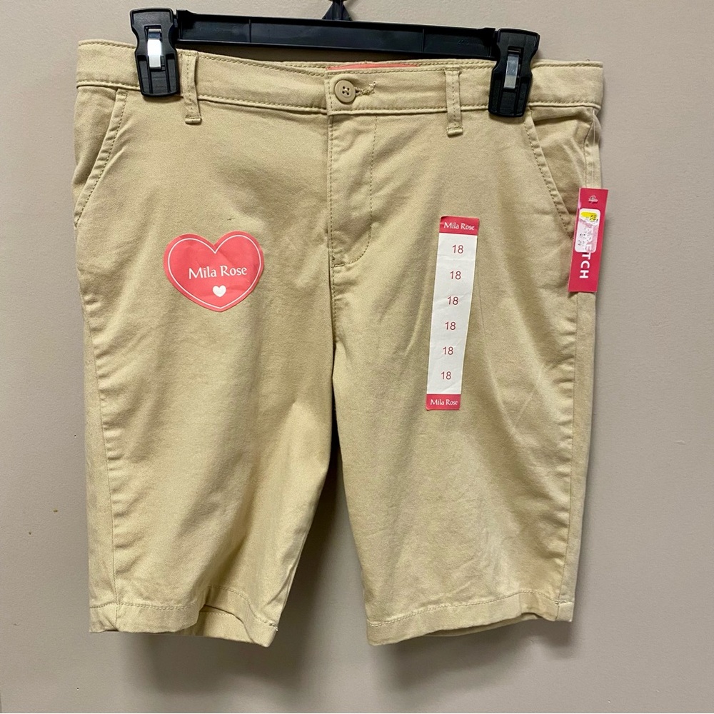 Mila Rose Sz 18 Girls Khaki Bermuda Shorts Stretch NWT